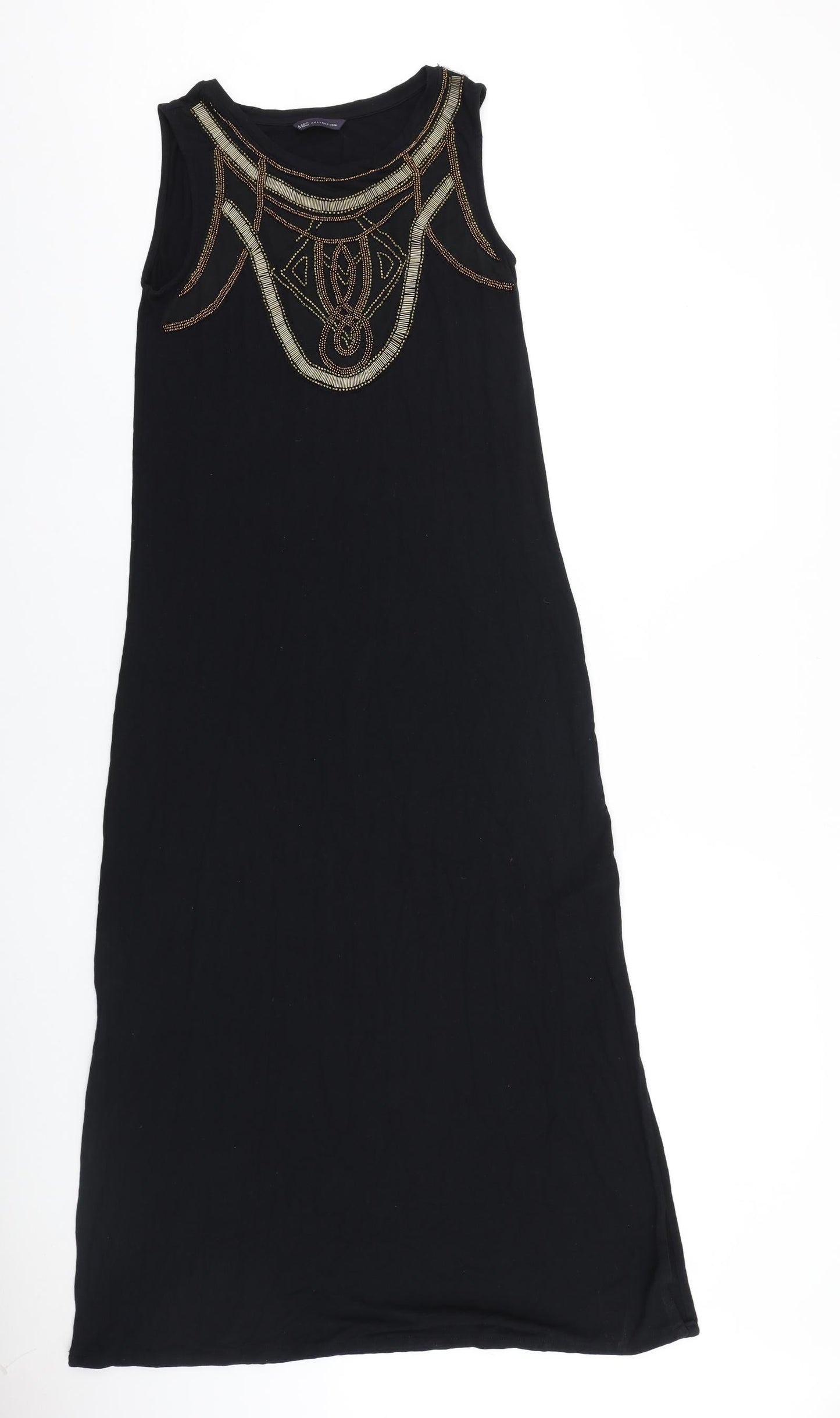 Marks and Spencer Womens Black Viscose Maxi Size 10 Boat Neck Pullover