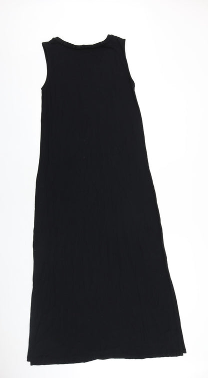 Marks and Spencer Womens Black Viscose Maxi Size 10 Boat Neck Pullover