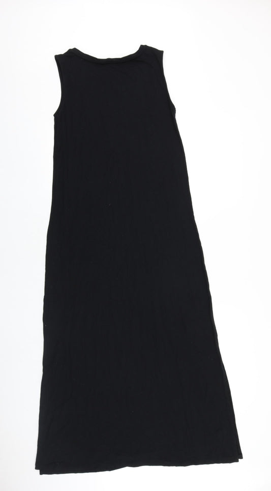 Marks and Spencer Womens Black Viscose Maxi Size 10 Boat Neck Pullover