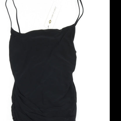 I SAW IT FIRST Womens Black Polyester Slip Dress Size 10 Cowl Neck Pullover