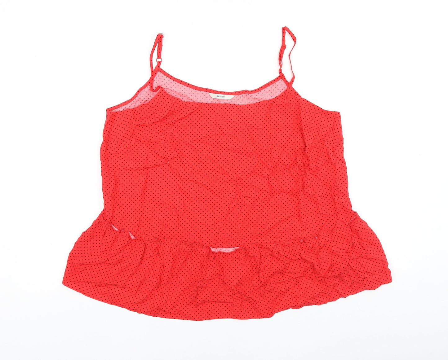 George Womens Red Polka Dot Viscose Basic Tank Size 18 Round Neck