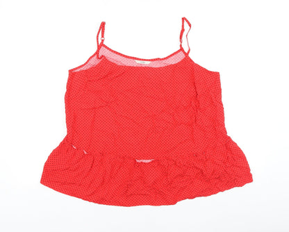 George Womens Red Polka Dot Viscose Basic Tank Size 18 Round Neck