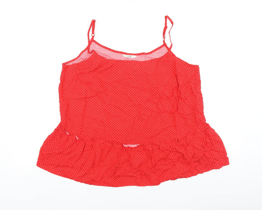 George Womens Red Polka Dot Viscose Basic Tank Size 18 Round Neck