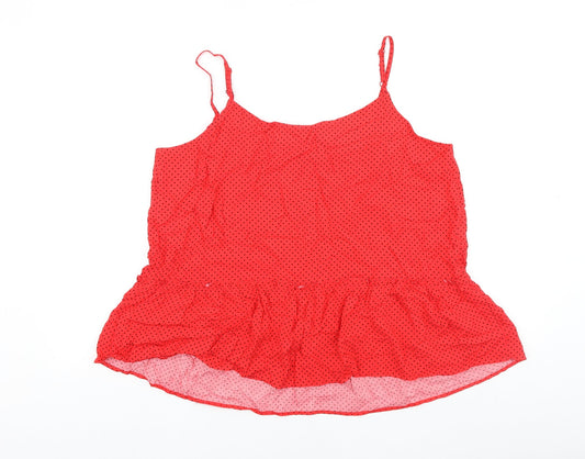 George Womens Red Polka Dot Viscose Basic Tank Size 18 Round Neck