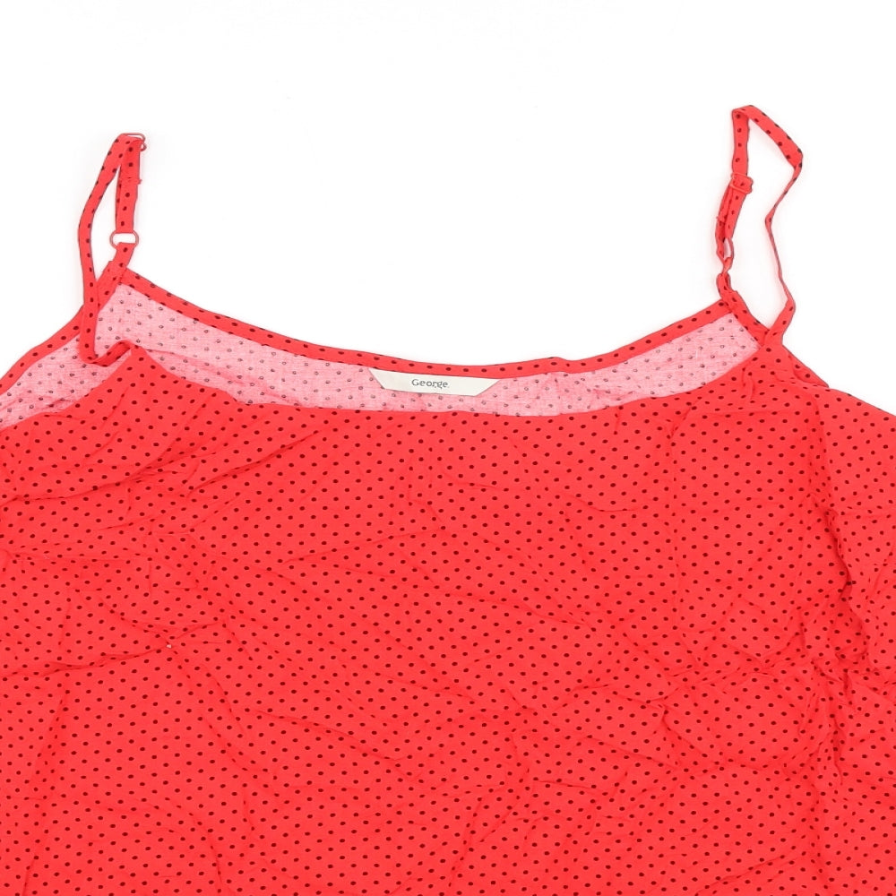 George Womens Red Polka Dot Viscose Basic Tank Size 18 Round Neck
