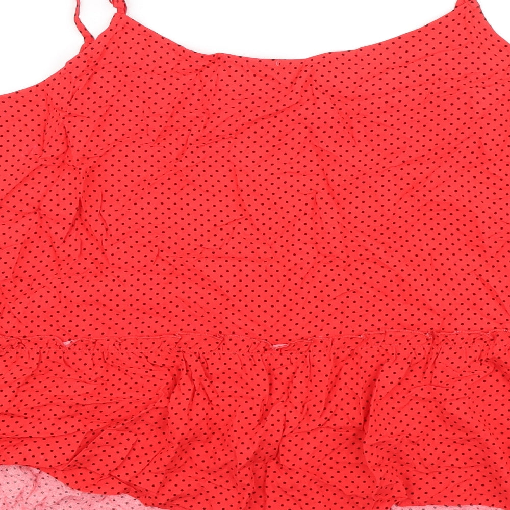 George Womens Red Polka Dot Viscose Basic Tank Size 18 Round Neck