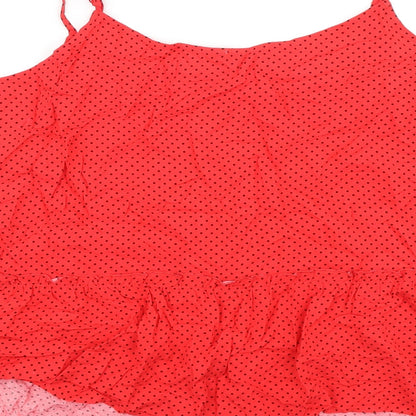 George Womens Red Polka Dot Viscose Basic Tank Size 18 Round Neck