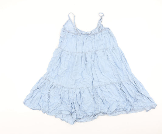 Denim & Co. Womens Blue 100% Cotton Trapeze & Swing Size 10 Scoop Neck Pullover