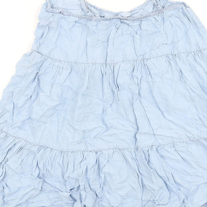 Denim & Co. Womens Blue 100% Cotton Trapeze & Swing Size 10 Scoop Neck Pullover