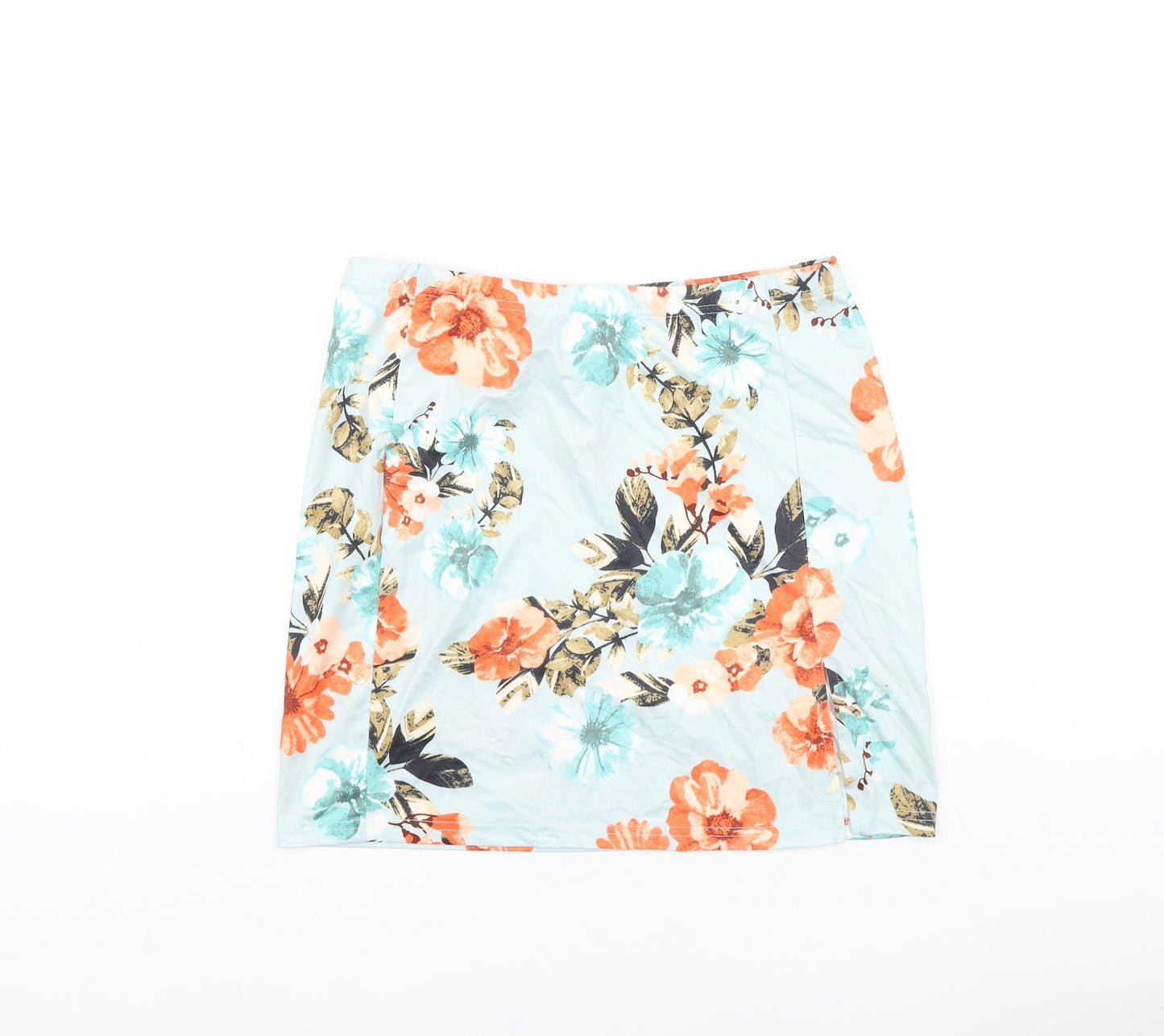 SheIn Womens Blue Floral Viscose Straight & Pencil Skirt Size L