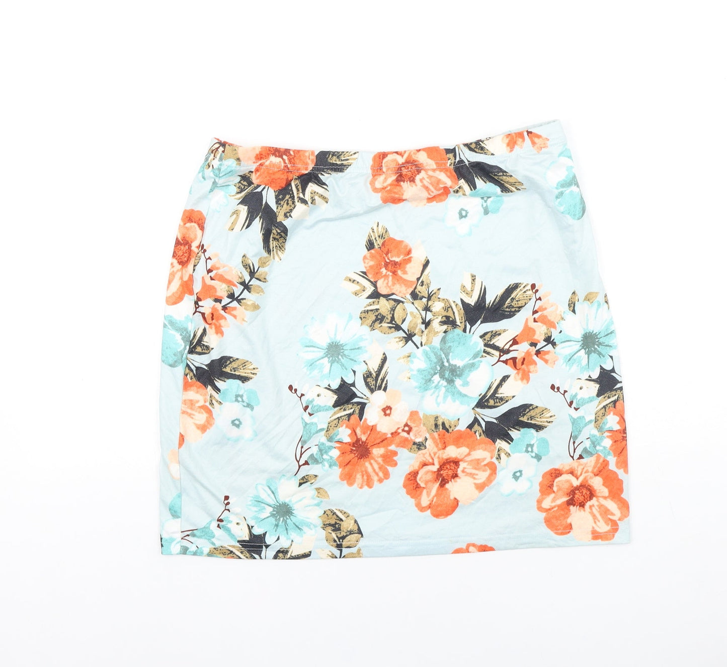 SheIn Womens Blue Floral Viscose Straight & Pencil Skirt Size L