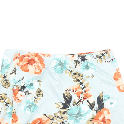 SheIn Womens Blue Floral Viscose Straight & Pencil Skirt Size L