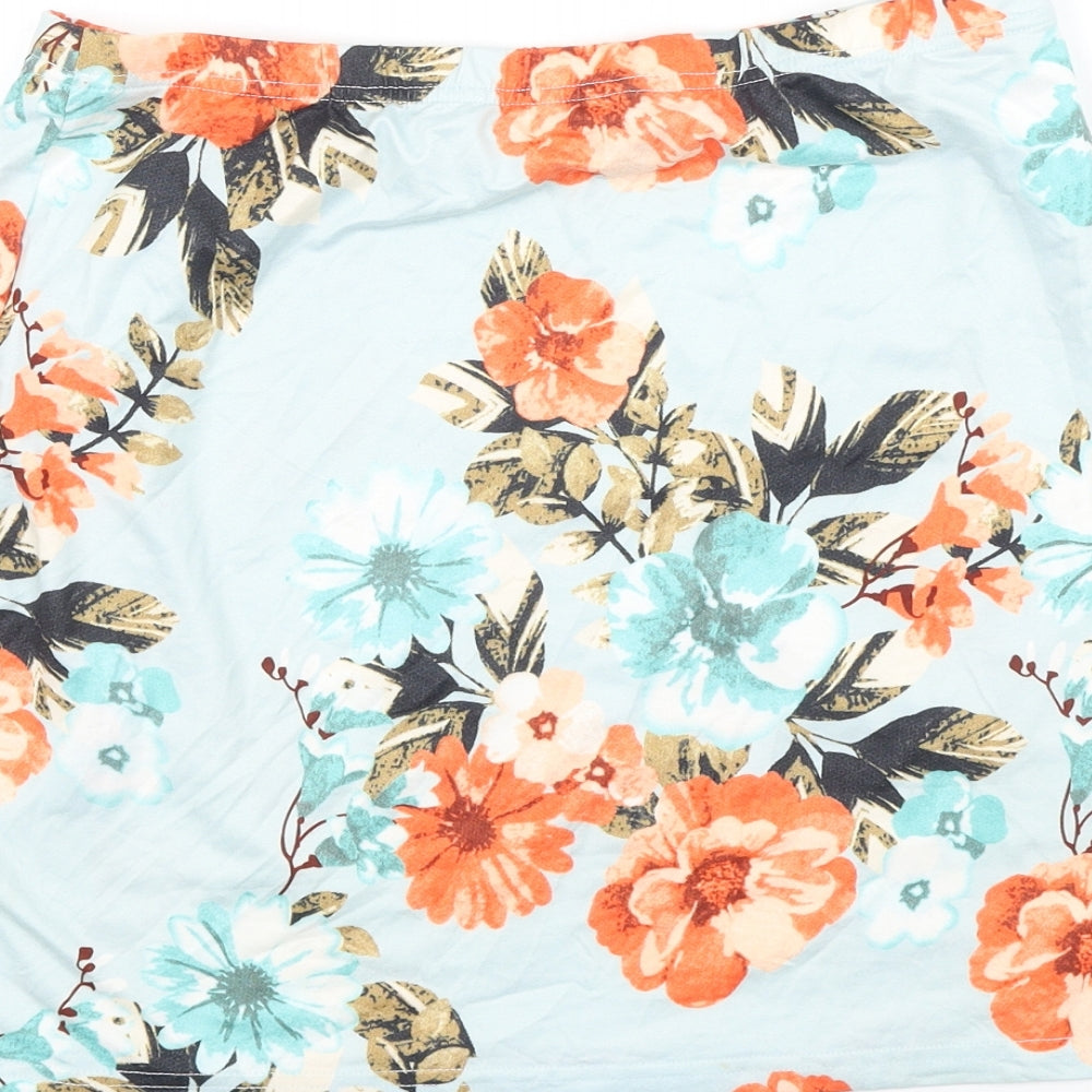 SheIn Womens Blue Floral Viscose Straight & Pencil Skirt Size L