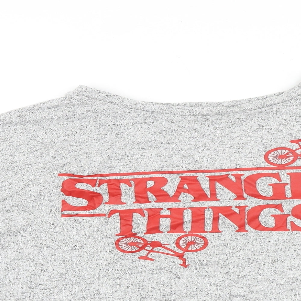 Stranger Things Womens Grey Round Neck Polyester Pullover Jumper Size L