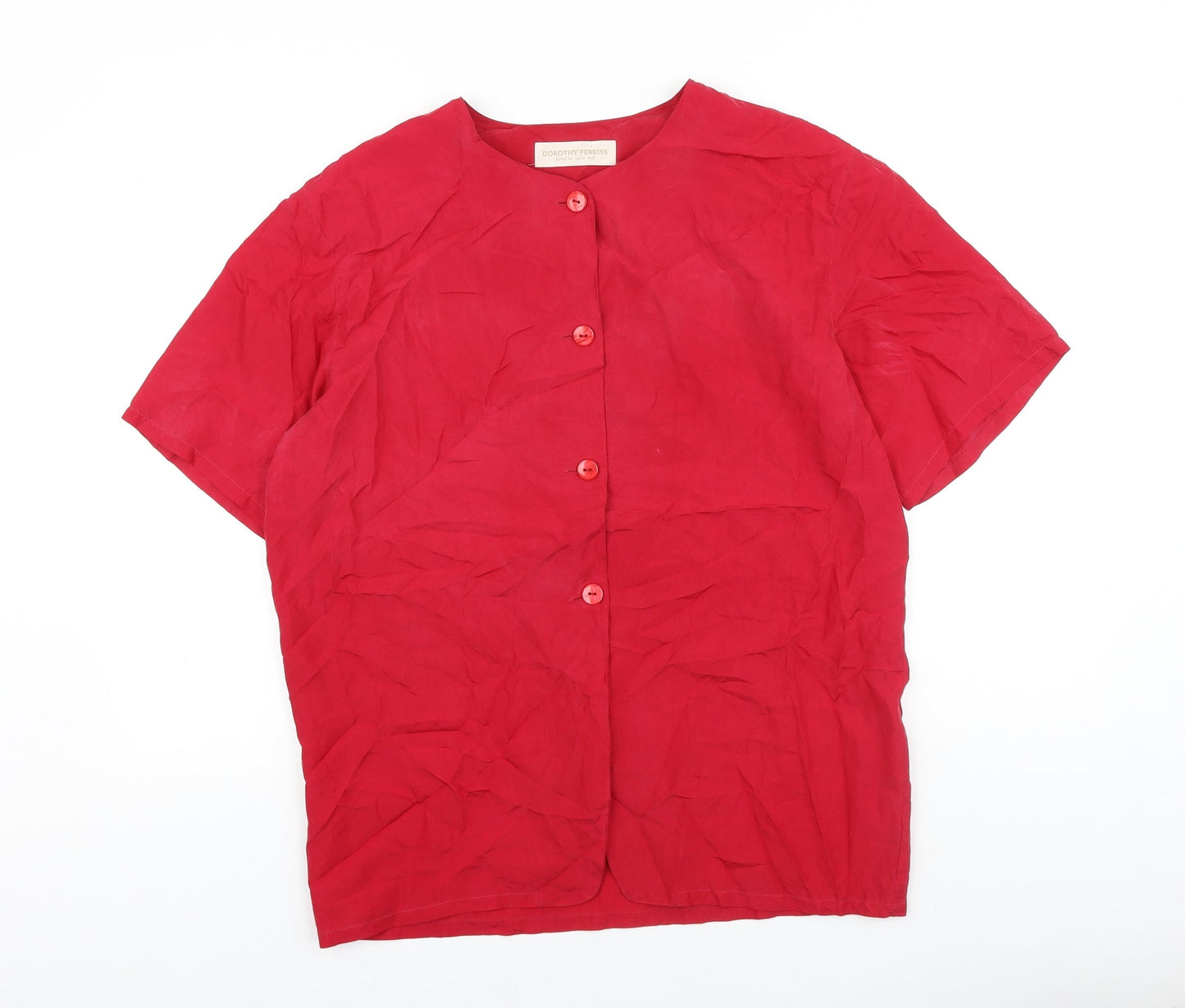 Womens UK Size 12 Dorothy Perkins Red Basic Button-Up