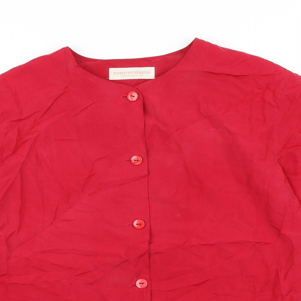 Womens UK Size 12 Dorothy Perkins Red Basic Button-Up