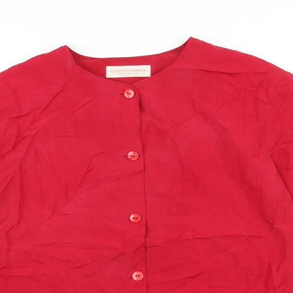 Womens UK Size 12 Dorothy Perkins Red Basic Button-Up