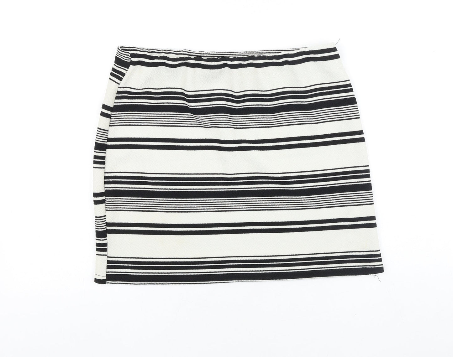 New Look Womens Black Striped Polyester Bandage Skirt Size 14