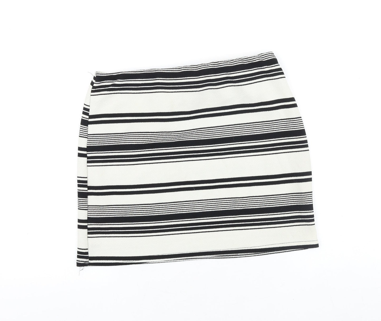 New Look Womens Black Striped Polyester Bandage Skirt Size 14