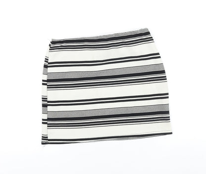 New Look Womens Black Striped Polyester Bandage Skirt Size 14