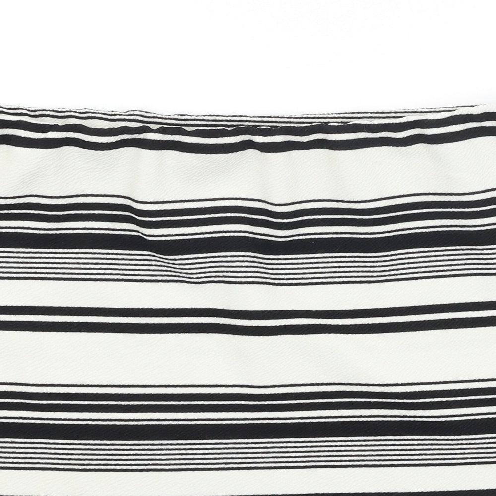 New Look Womens Black Striped Polyester Bandage Skirt Size 14