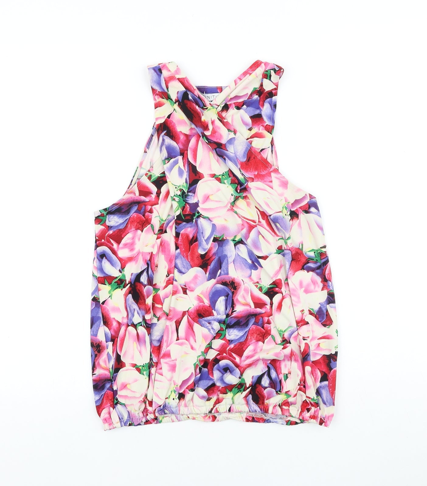 Definitions Womens Multicoloured Geometric Viscose Basic Tank Size 10 V-Neck