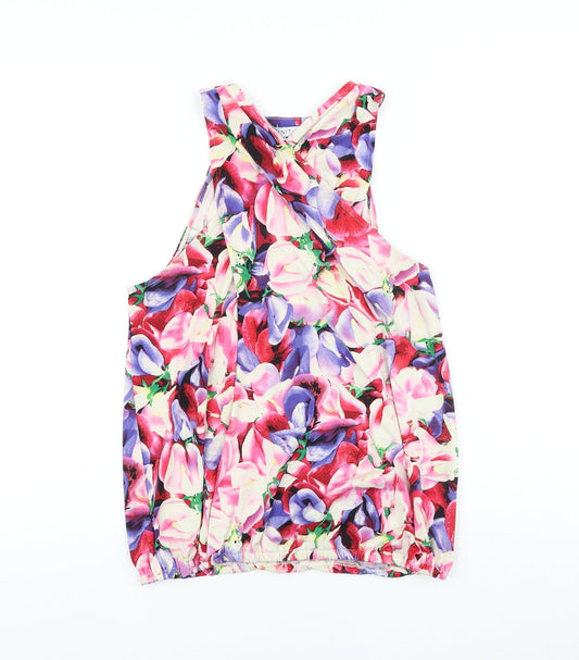 Definitions Womens Multicoloured Geometric Viscose Basic Tank Size 10 V-Neck