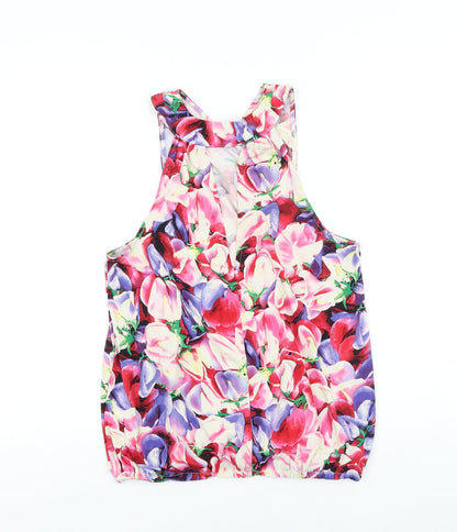 Definitions Womens Multicoloured Geometric Viscose Basic Tank Size 10 V-Neck