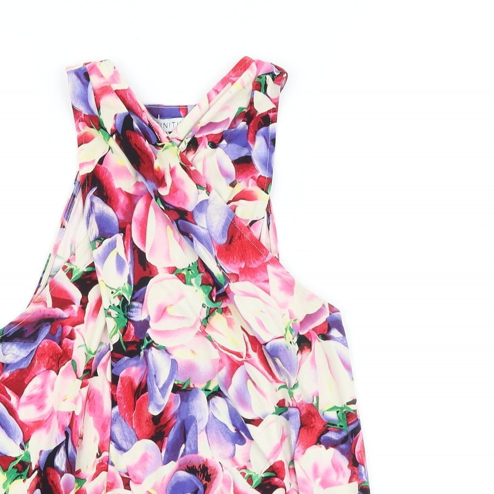 Definitions Womens Multicoloured Geometric Viscose Basic Tank Size 10 V-Neck