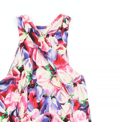 Definitions Womens Multicoloured Geometric Viscose Basic Tank Size 10 V-Neck