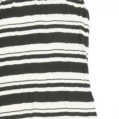 Cynthia Rowley Womens Black Striped Viscose Tank Dress Size XL V-Neck Pullover
