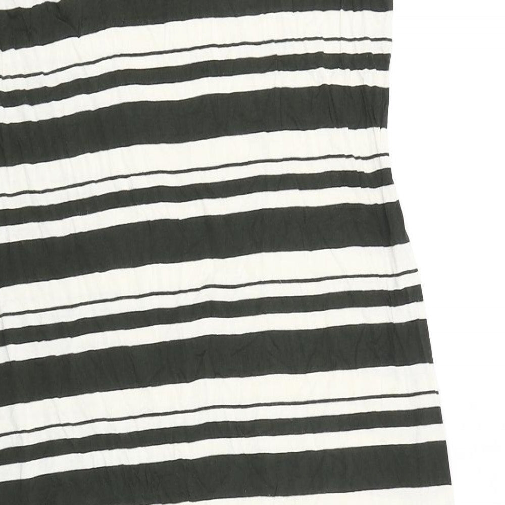 Cynthia Rowley Womens Black Striped Viscose Tank Dress Size XL V-Neck Pullover