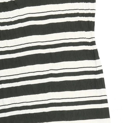 Cynthia Rowley Womens Black Striped Viscose Tank Dress Size XL V-Neck Pullover