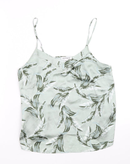 JEFF&CO Womens Green Geometric Polyester Camisole Tank Size 10 V-Neck - Size 10-12, Leaf Print