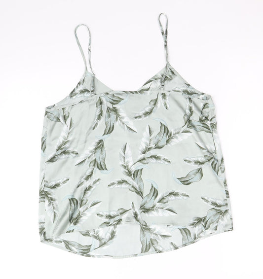 JEFF&CO Womens Green Geometric Polyester Camisole Tank Size 10 V-Neck - Size 10-12, Leaf Print