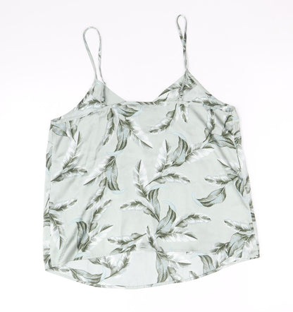 JEFF&CO Womens Green Geometric Polyester Camisole Tank Size 10 V-Neck - Size 10-12, Leaf Print