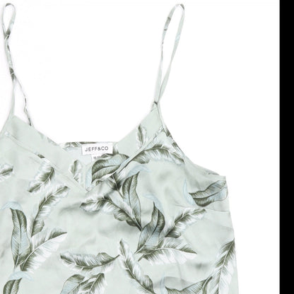 JEFF&CO Womens Green Geometric Polyester Camisole Tank Size 10 V-Neck - Size 10-12, Leaf Print