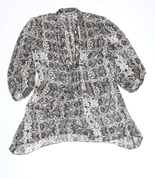 Marks and Spencer Womens Multicoloured Animal Print Polyacrylate Fibre Shirt Dress Size 12 V-Neck Pullover