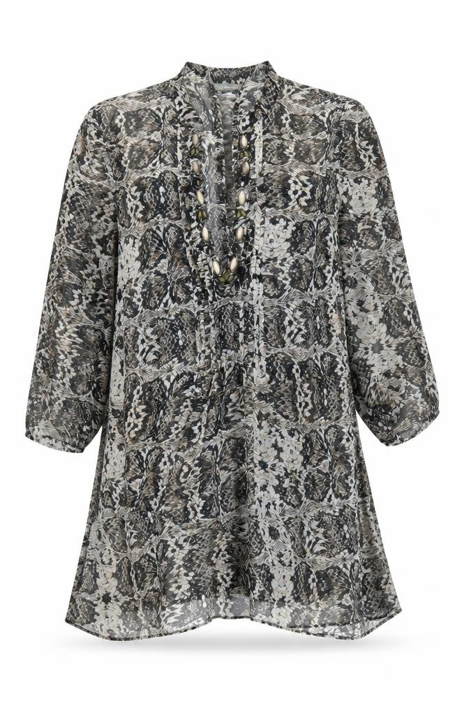 Marks and Spencer Womens Multicoloured Animal Print Polyacrylate Fibre Shirt Dress Size 12 V-Neck Pullover