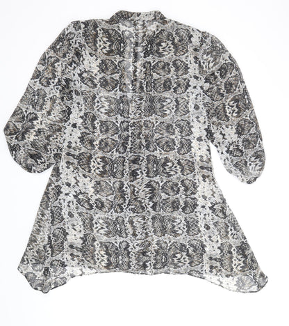 Marks and Spencer Womens Multicoloured Animal Print Polyacrylate Fibre Shirt Dress Size 12 V-Neck Pullover