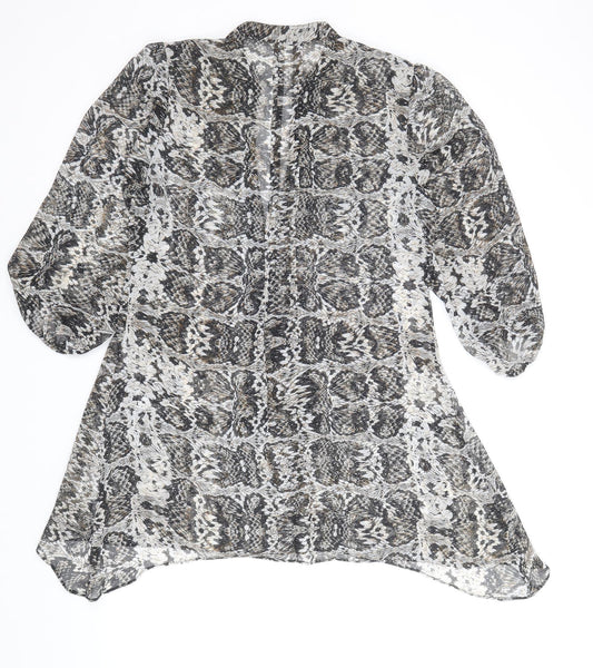Marks and Spencer Womens Multicoloured Animal Print Polyacrylate Fibre Shirt Dress Size 12 V-Neck Pullover