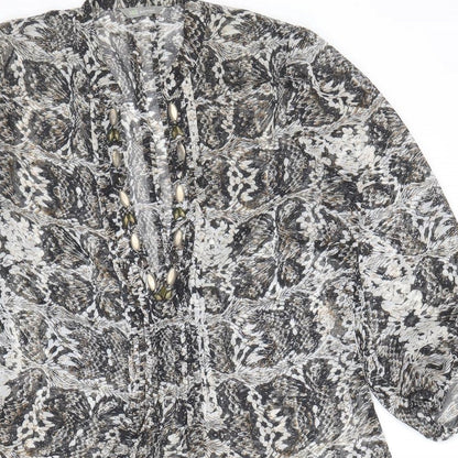 Marks and Spencer Womens Multicoloured Animal Print Polyacrylate Fibre Shirt Dress Size 12 V-Neck Pullover