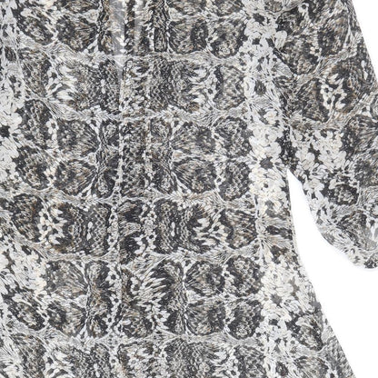 Marks and Spencer Womens Multicoloured Animal Print Polyacrylate Fibre Shirt Dress Size 12 V-Neck Pullover