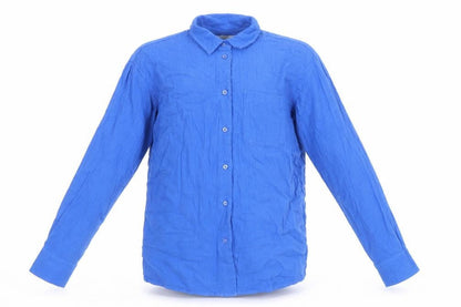Marks and Spencer Boys Blue 100% Cotton Basic Button-Up Size 8-9 Years Collared Button