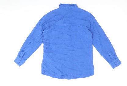 Marks and Spencer Boys Blue 100% Cotton Basic Button-Up Size 8-9 Years Collared Button