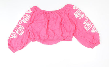 Womens UK Size 20 Marks and Spencer Pink Cropped Blouse