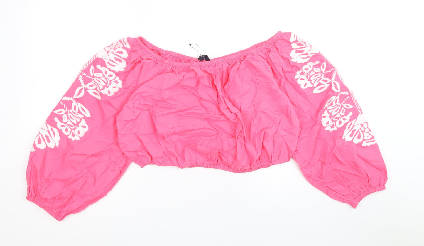 Womens UK Size 18 Marks and Spencer Pink Cropped Blouse
