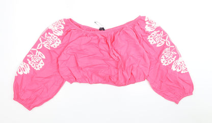 Womens UK Size 18 Marks and Spencer Pink Cropped Blouse