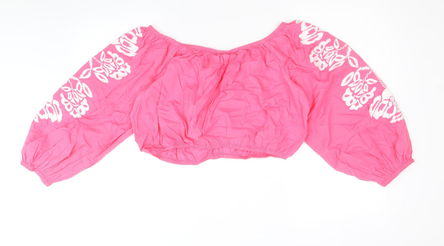 Womens UK Size 18 Marks and Spencer Pink Cropped Blouse
