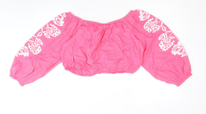 Womens UK Size 18 Marks and Spencer Pink Cropped Blouse